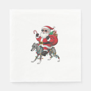 Xmas Lighting Santa Riding Italian Greyhound Dog C Napkin