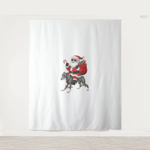 Xmas Lighting Santa Riding Italian Greyhound Dog C Tapestry