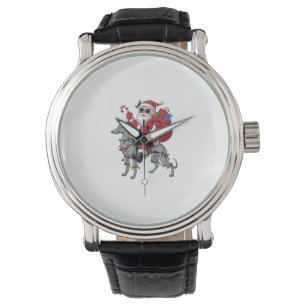 Xmas Lighting Santa Riding Italian Greyhound Dog C Watch