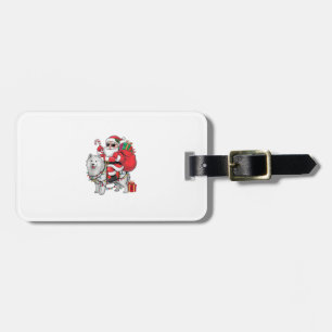 Xmas Lighting Santa Riding Samoyed Dog Christmas Luggage Tag