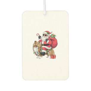 Xmas Lighting Santa Riding Sheepdog Christmas Car Air Freshener