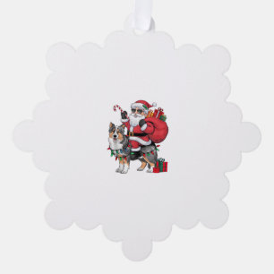 Xmas Lighting Santa Riding Sheltie Dog Christmas  Tree Decoration Card