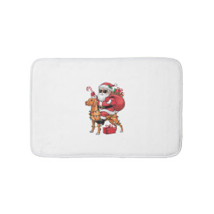 Xmas Lighting Santa Riding Vizsla Dog Christmas Bath Mat