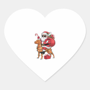 Xmas Lighting Santa Riding Vizsla Dog Christmas Heart Sticker