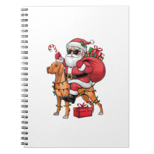 Xmas Lighting Santa Riding Vizsla Dog Christmas Notebook