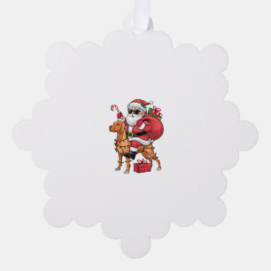 Xmas Lighting Santa Riding Vizsla Dog Christmas  Tree Decoration Card