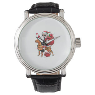 Xmas Lighting Santa Riding Vizsla Dog Christmas Watch