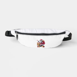 Xmas Lighting Santa Riding Yorkie Dog Christmas Bum Bags