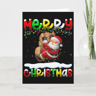 Xmas Lighting Santa Rock Climbing Merry Christmas Card