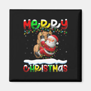 Xmas Lighting Santa Rock Climbing Merry Christmas Magnet