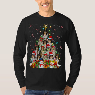 Xmas Lighting Santa Rough Collie Dog Christmas Tre T-Shirt