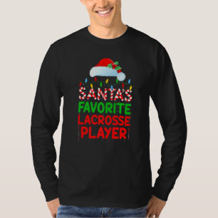 Xmas Lighting Santa S Favourite Lacrosse Player Ch T-Shirt