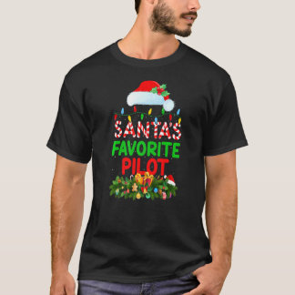 Xmas Lighting Santa S Favourite Pilot Christmas T-Shirt