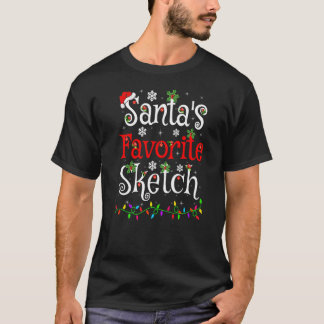 Xmas Lighting Santa S Favourite Sketch Christmas T-Shirt