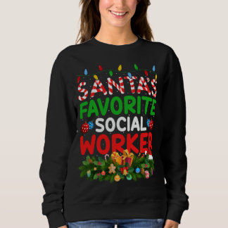 Xmas Lighting Santa_s Favourite Social Worker Chri Sweatshirt