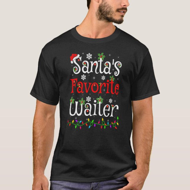 Xmas Lighting Santa S Favourite Waiter Christmas T-Shirt (Front)