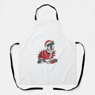 Xmas Lighting Santa Schnauzer Dog Christmas Apron
