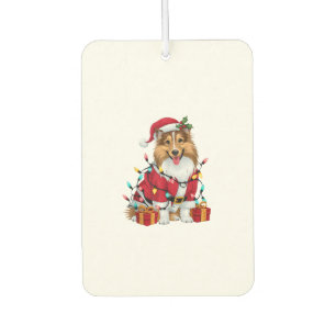 Xmas Lighting Santa Sheltie Dog Christmas _1 Car Air Freshener