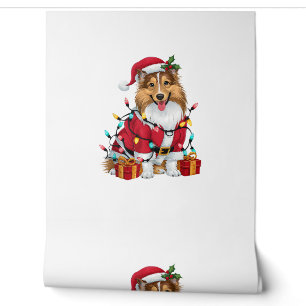 Xmas Lighting Santa Sheltie Dog Christmas _1 Wallpaper