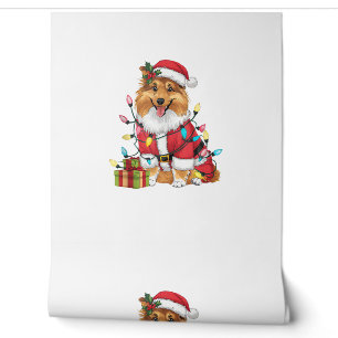 Xmas Lighting Santa Sheltie Dog Christmas Wallpaper