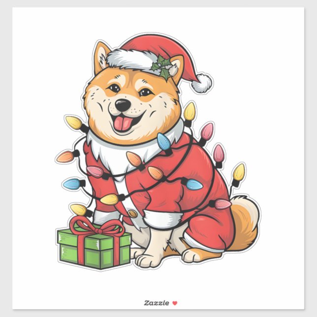 Xmas Lighting Santa Shiba Inu Dog Christmas  (Sheet)