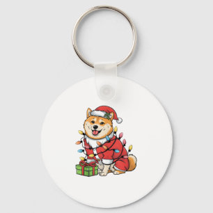 Xmas Lighting Santa Shiba Inu Dog Christmas Key Ring