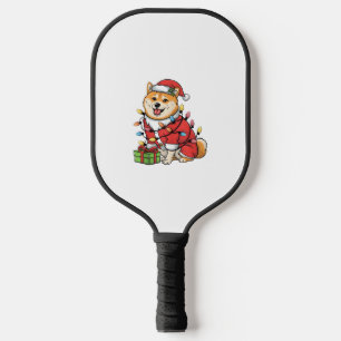 Xmas Lighting Santa Shiba Inu Dog Christmas Pickleball Paddle