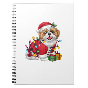 Xmas Lighting Santa Shih Tzu Dog Christmas Notebook
