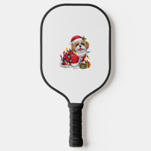 Xmas Lighting Santa Shih Tzu Dog Christmas Pickleball Paddle