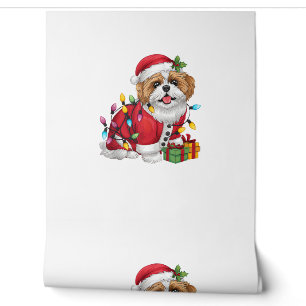 Xmas Lighting Santa Shih Tzu Dog Christmas Wallpaper