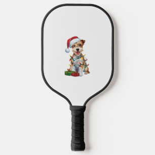 Xmas Lighting Santa Silky Terrier Dog Christmas _1 Pickleball Paddle