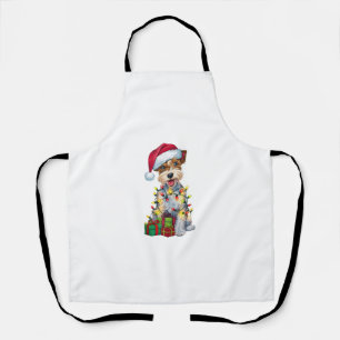 Xmas Lighting Santa Silky Terrier Dog Christmas _2 Apron