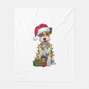 Xmas Lighting Santa Silky Terrier Dog Christmas _2 Fleece Blanket