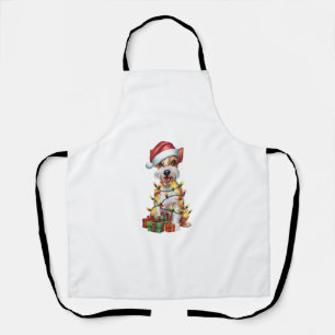 Xmas Lighting Santa Silky Terrier Dog Christmas Apron