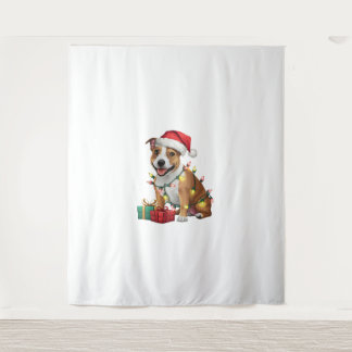 Xmas Lighting Santa Staffordshire Bull Terrier Dog Tapestry