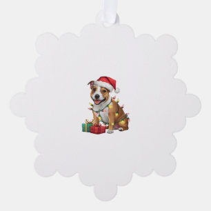 Xmas Lighting Santa Staffordshire Bull Terrier Dog Tree Decoration Card