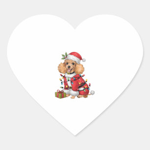 Xmas Lighting Santa Toy Poodle Dog Christmas Heart Sticker