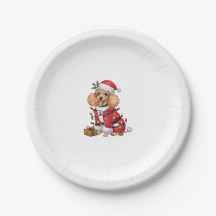 Xmas Lighting Santa Toy Poodle Dog Christmas Paper Plate