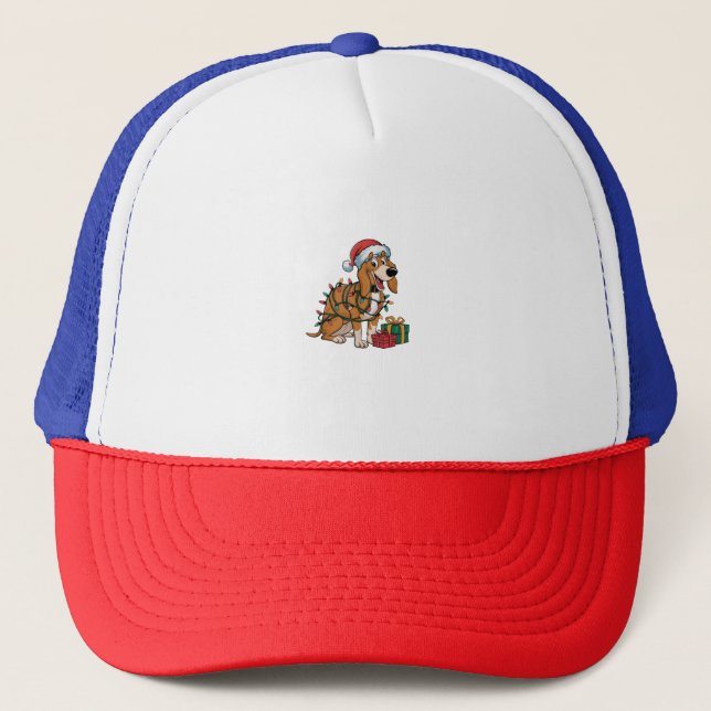 Xmas Lighting Santa Treeing Walker Coonhound Dog C Trucker Hat (Front)