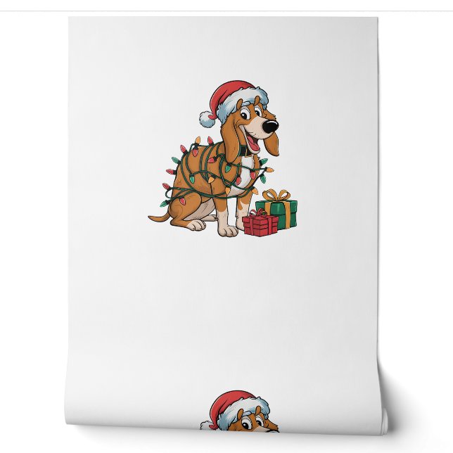 Xmas Lighting Santa Treeing Walker Coonhound Dog C Wallpaper (Unrolling)