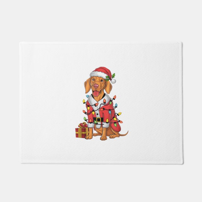Xmas Lighting Santa Vizsla Dog Christmas  Doormat (Front)