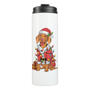 Xmas Lighting Santa Vizsla Dog Christmas Thermal Tumbler