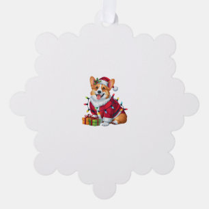 Xmas Lighting Santa Welsh Corgi Dog Christmas Tree Decoration Card