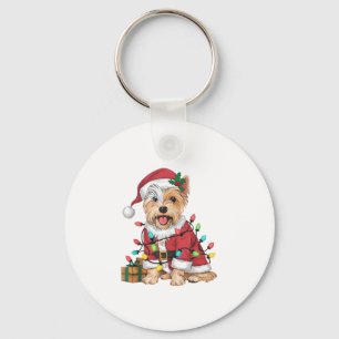 Xmas Lighting Santa Westie Dog Christmas Key Ring