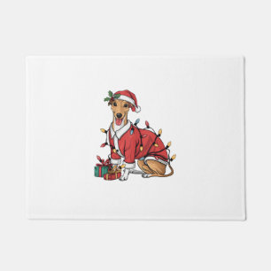 Xmas Lighting Santa Whippet Dog Christmas Doormat