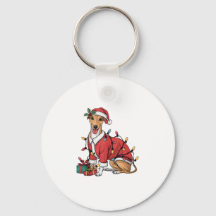 Xmas Lighting Santa Whippet Dog Christmas  Key Ring