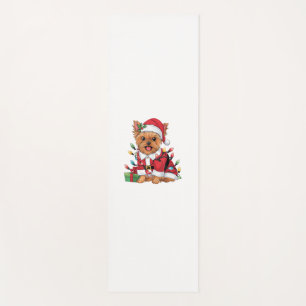 Xmas Lighting Santa Yorkie Dog Christmas Yoga Mat