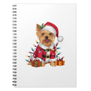Xmas Lighting Santa Yorkshire Terrier Dog Christma Notebook