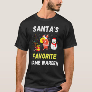 Xmas Lighting Santa's Favourite Game Warden Christ T-Shirt