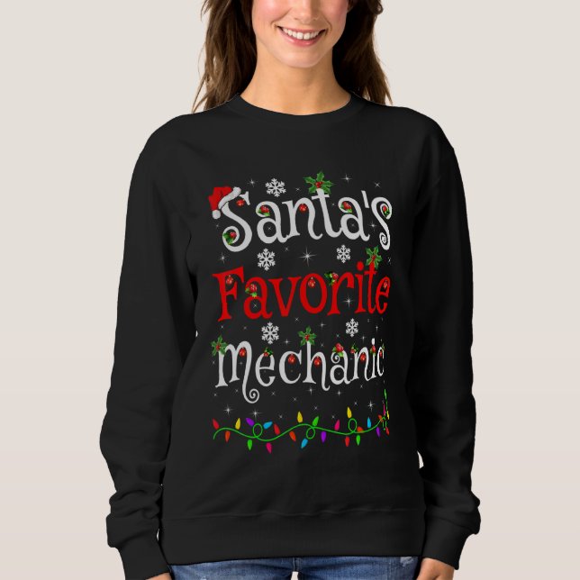 Xmas Lighting Santa's Favourite Mechanic Christmas Sweatshirt (Front)